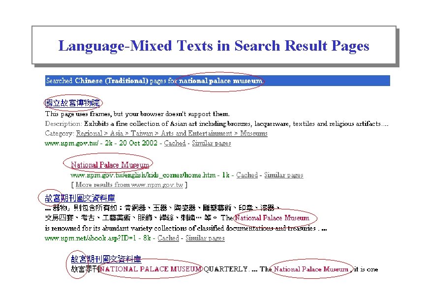 Language-Mixed Texts in Search Result Pages 