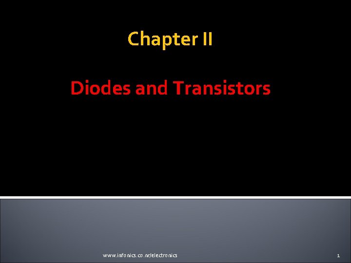 Chapter II Diodes and Transistors www. infonics. co. nr/electronics 1 