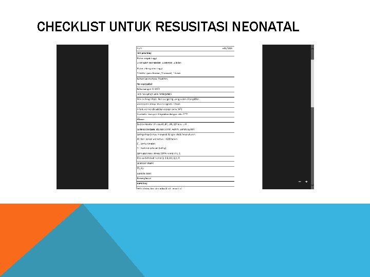 CHECKLIST UNTUK RESUSITASI NEONATAL 