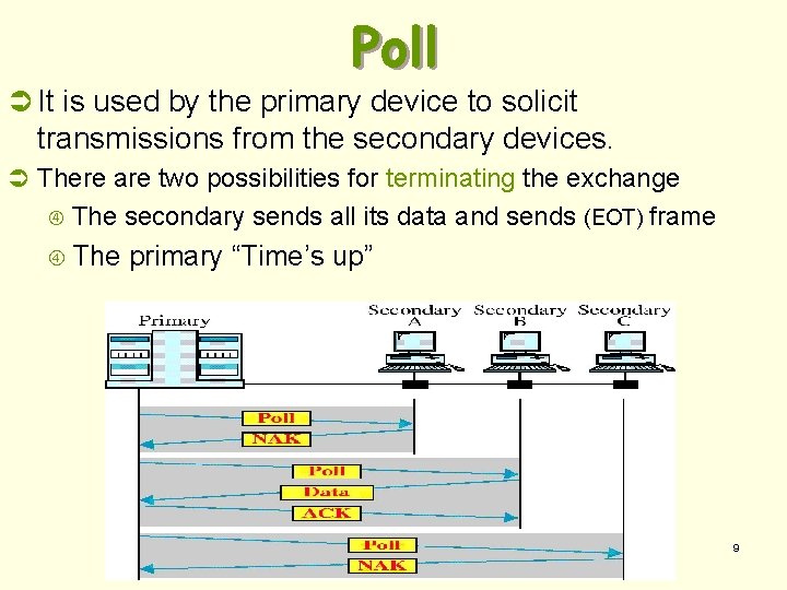 Poll Ü It is used by the primary device to solicit transmissions from the