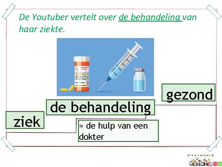 De Youtuber vertelt over de behandeling van haar ziekte. ziek de behandeling = de