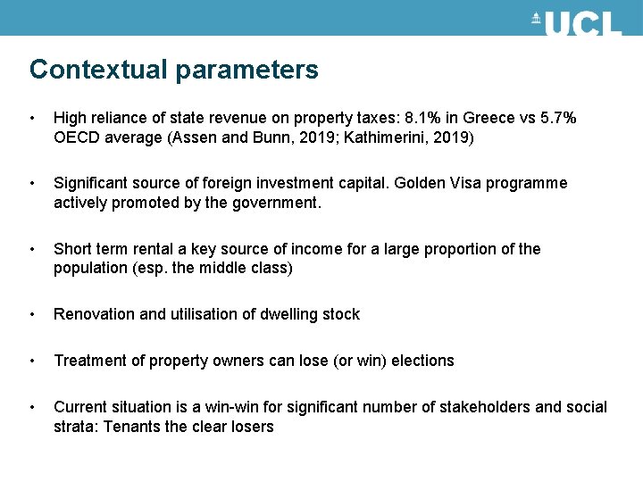 Contextual parameters • High reliance of state revenue on property taxes: 8. 1% in