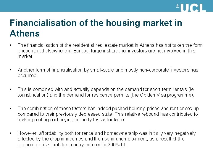 Financialisation of the housing market in Athens • The financialisation of the residential real