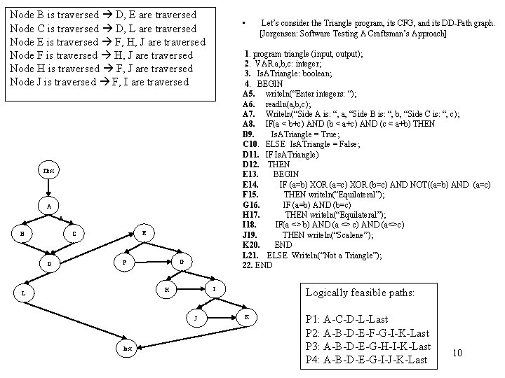 Node B is traversed D, E are traversed Node C is traversed D, L