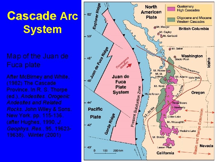 Cascade Arc System Map of the Juan de Fuca plate After Mc. Birney and