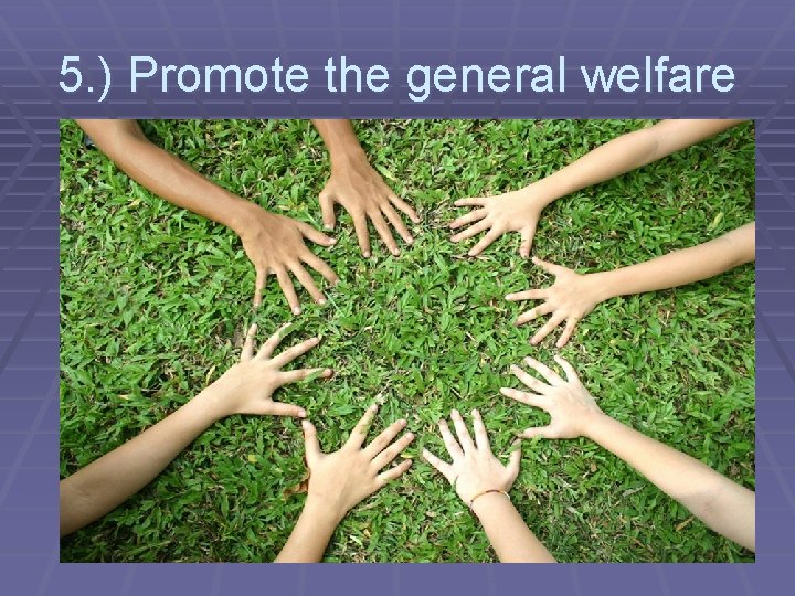 5. ) Promote the general welfare 