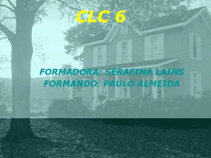 CLC 6 FORMADORA: SERAFINA LAINS FORMANDO: PAULO ALMEIDA 