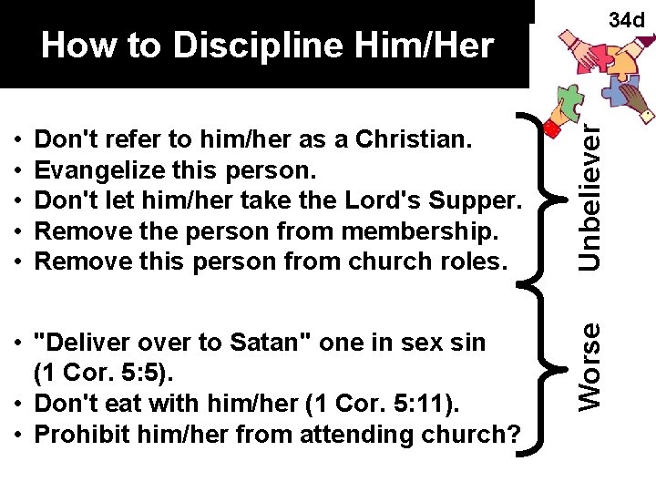 34 d How to Discipline Him/Her Don't refer to him/her as a Christian. Evangelize