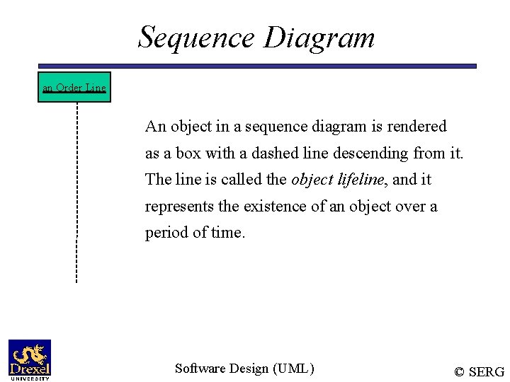 Sequence Diagram an Order Line An object in a sequence diagram is rendered as