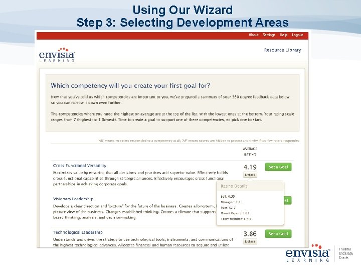 Using Our Wizard Step 3: Selecting Development Areas Using Our Wizard Step 3: Selecting Development Areas