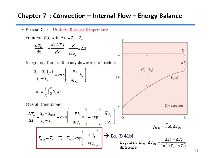 Chapter 7 : Convection – Internal Flow – Energy Balance Eq. (8. 41 b)