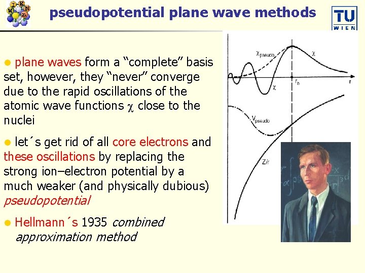 pseudopotential plane wave methods plane waves form a “complete” basis set, however, they “never”