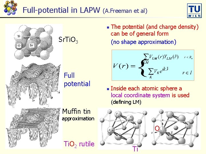 Full-potential in LAPW (A. Freeman et al) n Sr. Ti. O 3 Full potential