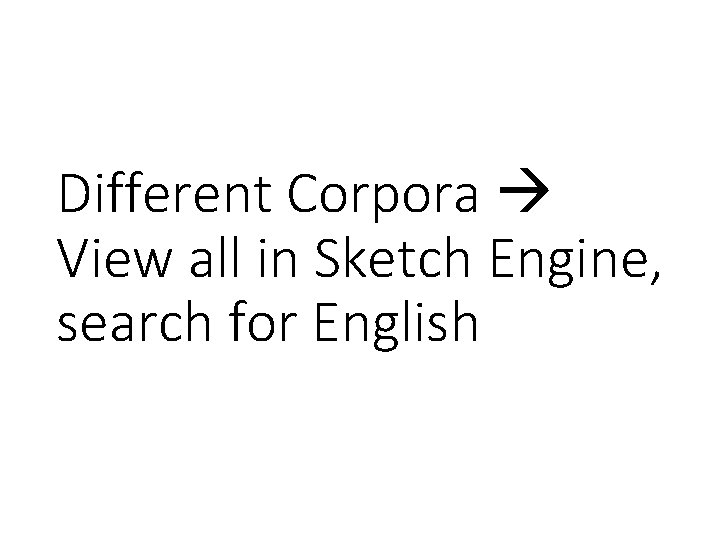 Different Corpora View all in Sketch Engine, search for English 