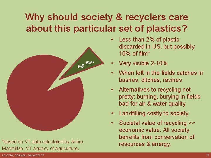 Why should society & recyclers care about this particular set of plastics? • Less