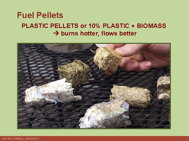 Fuel Pellets PLASTIC PELLETS or 10% PLASTIC + BIOMASS burns hotter, flows better LEVITAN,