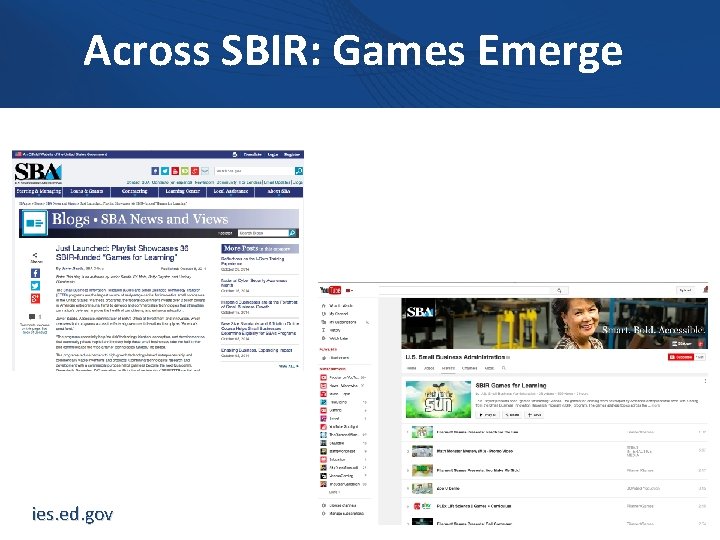 Across SBIR: Games Emerge ies. ed. gov 
