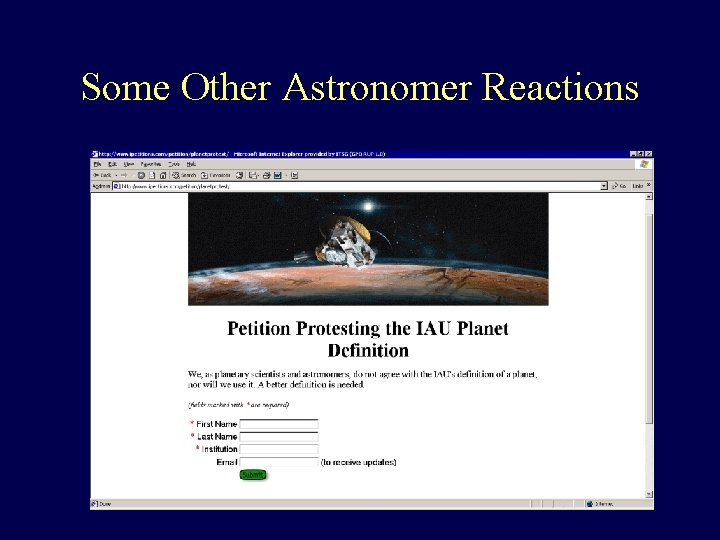 Some Other Astronomer Reactions 