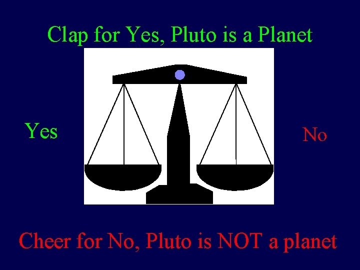 Clap for Yes, Pluto is a Planet Yes No Cheer for No, Pluto is