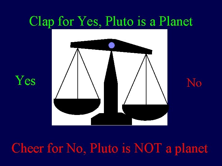 Clap for Yes, Pluto is a Planet Yes No Cheer for No, Pluto is