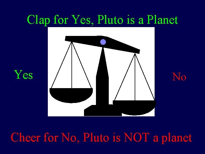 Clap for Yes, Pluto is a Planet Yes No Cheer for No, Pluto is