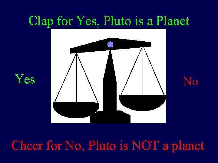 Clap for Yes, Pluto is a Planet Yes No Cheer for No, Pluto is