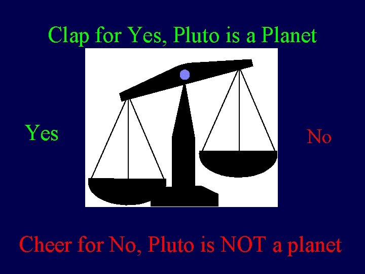 Clap for Yes, Pluto is a Planet Yes No Cheer for No, Pluto is