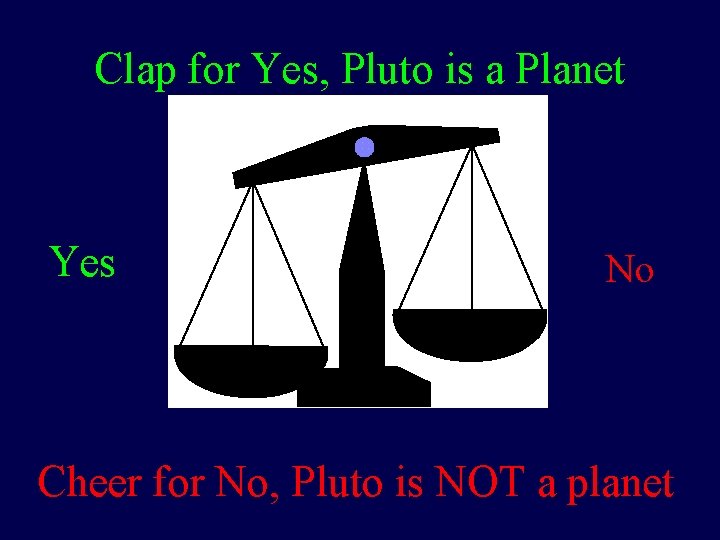 Clap for Yes, Pluto is a Planet Yes No Cheer for No, Pluto is