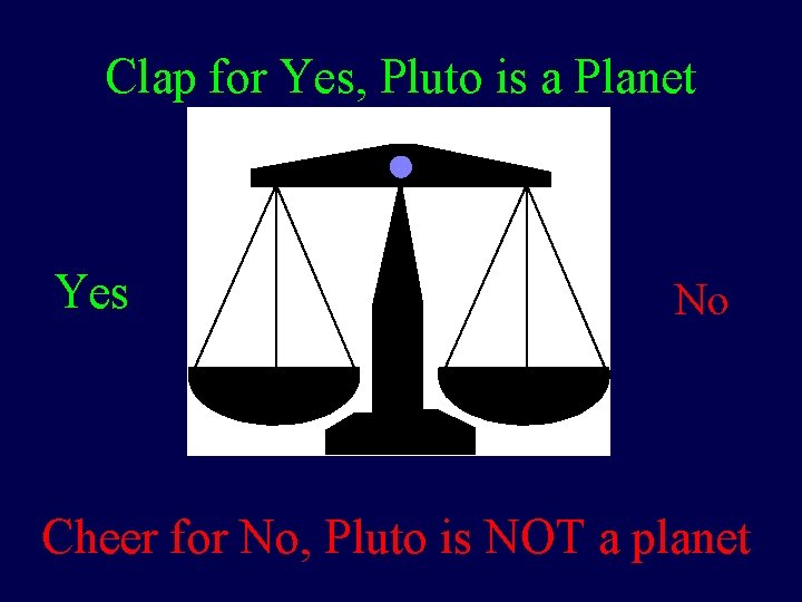 Clap for Yes, Pluto is a Planet Yes No Cheer for No, Pluto is