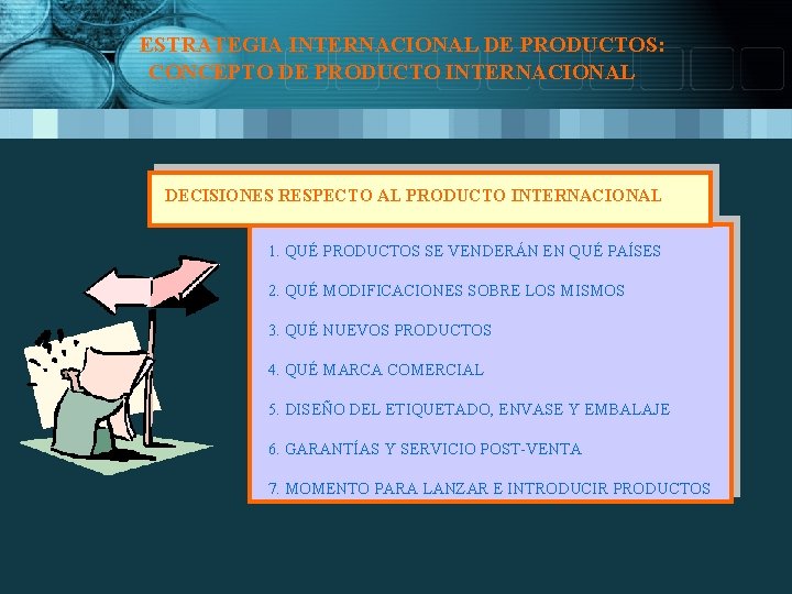 ESTRATEGIA INTERNACIONAL DE PRODUCTOS: CONCEPTO DE PRODUCTO INTERNACIONAL DECISIONES RESPECTO AL PRODUCTO INTERNACIONAL 1. ESTRATEGIA INTERNACIONAL DE PRODUCTOS: CONCEPTO DE PRODUCTO INTERNACIONAL DECISIONES RESPECTO AL PRODUCTO INTERNACIONAL 1.