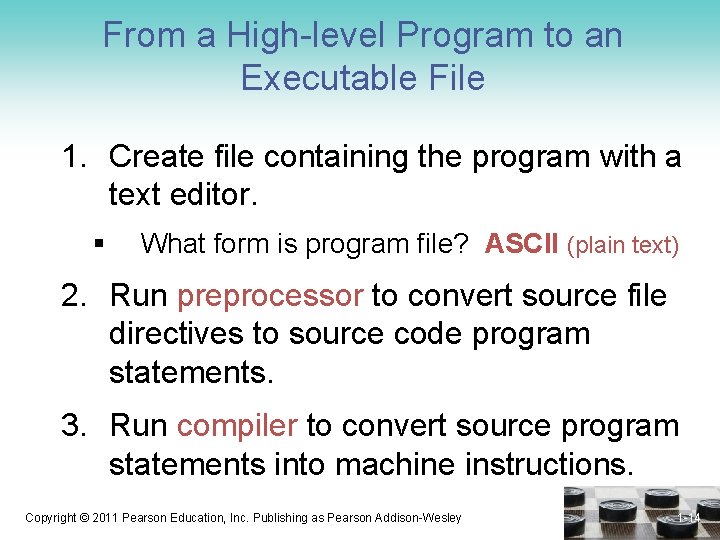 From a High-level Program to an Executable File 1. Create file containing the program