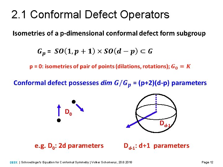 2. 1 Conformal Defect Operators D 0 Dd-1 e. g. D 0: 2 d