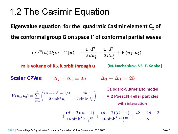 1. 2 The Casimir Equation m is volume of K x K orbit through