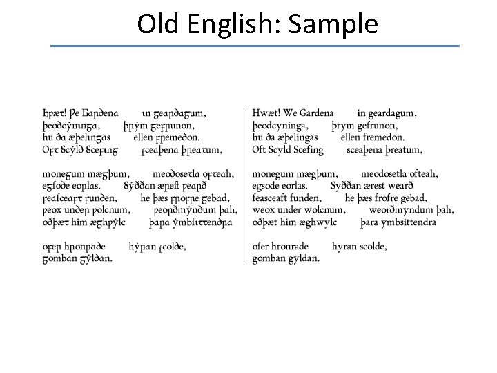 Old English: Sample 