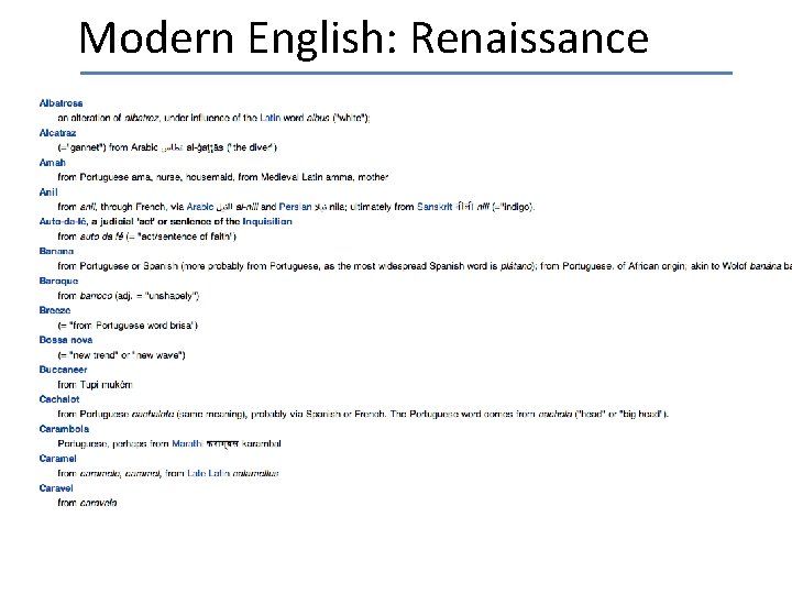 Modern English: Renaissance 