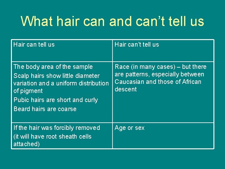 Physical Evidence Hair Fibers Glass Mrs Schultz Types