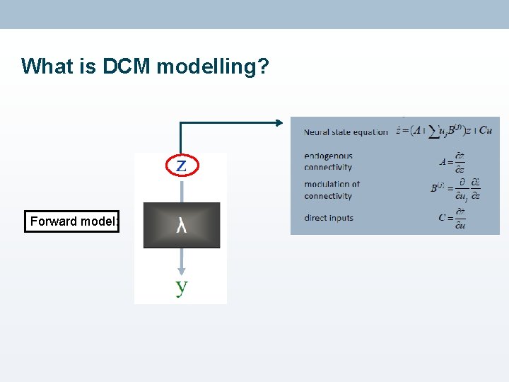 What is DCM modelling? Forward model: 