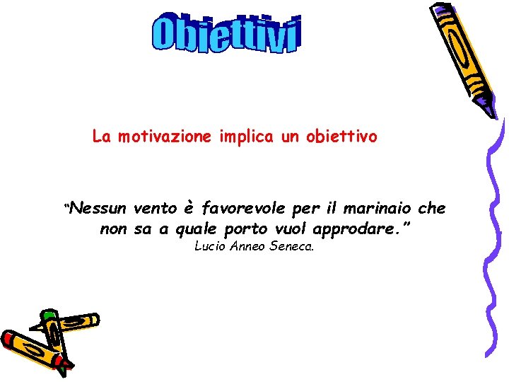 La motivazione implica un obiettivo “Nessun vento è favorevole per il marinaio che non