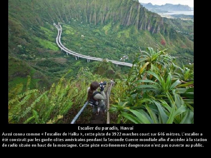 Escalier du paradis, Hawaï Aussi connu comme « l'escalier de Haïku » , cette