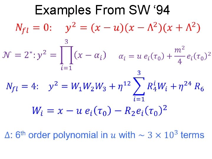 Examples From SW ‘ 94 