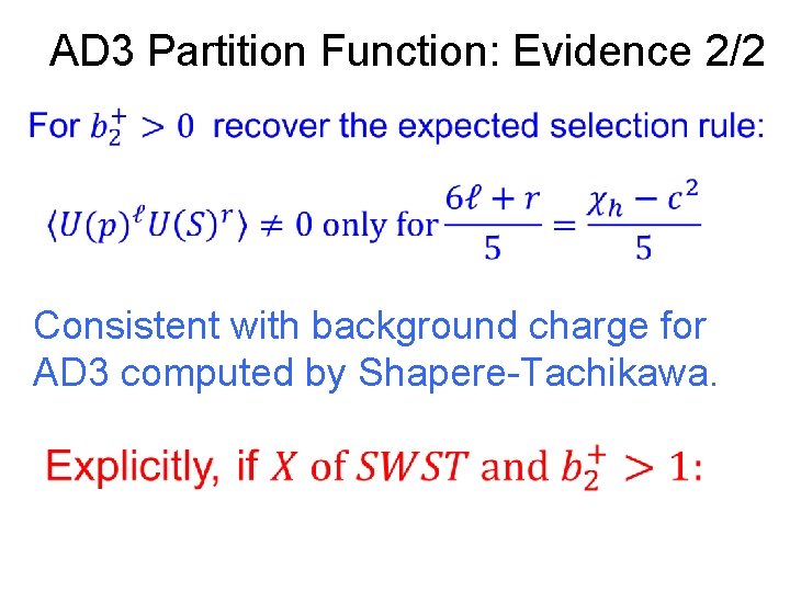 AD 3 Partition Function: Evidence 2/2 Consistent with background charge for AD 3 computed