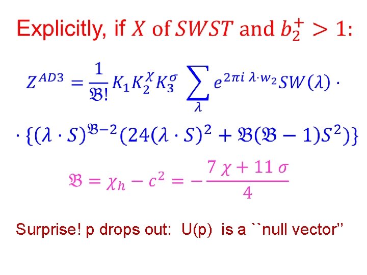  Surprise! p drops out: U(p) is a ``null vector’’ 