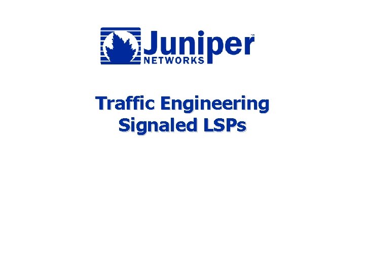 Traffic Engineering Signaled LSPs 