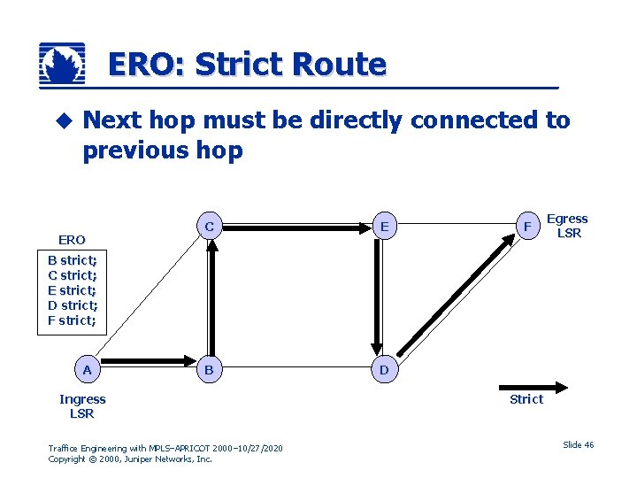 ERO: Strict Route u Next hop must be directly connected to previous hop ERO
