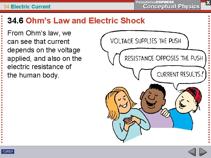 34 Electric Current 34. 6 Ohm’s Law and Electric Shock From Ohm’s law, we