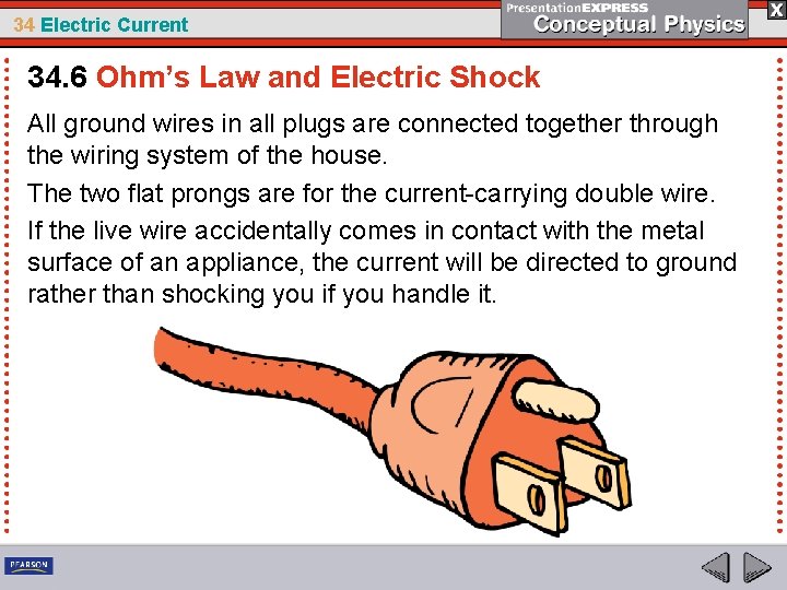 34 Electric Current 34. 6 Ohm’s Law and Electric Shock All ground wires in