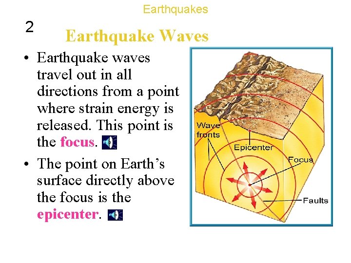 Earthquakes 2 Earthquake Waves • Earthquake waves travel out in all directions from a