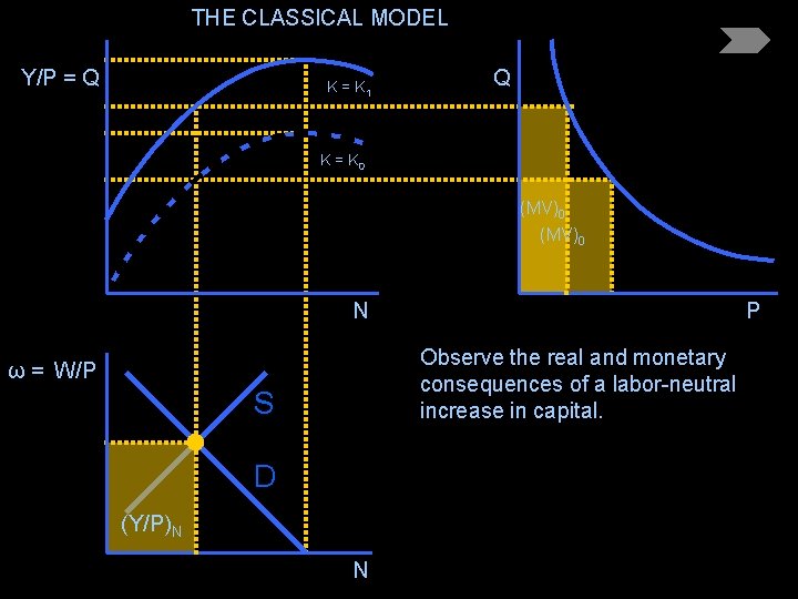 THE CLASSICAL MODEL Y/P = Q K = K 1 Q K = K