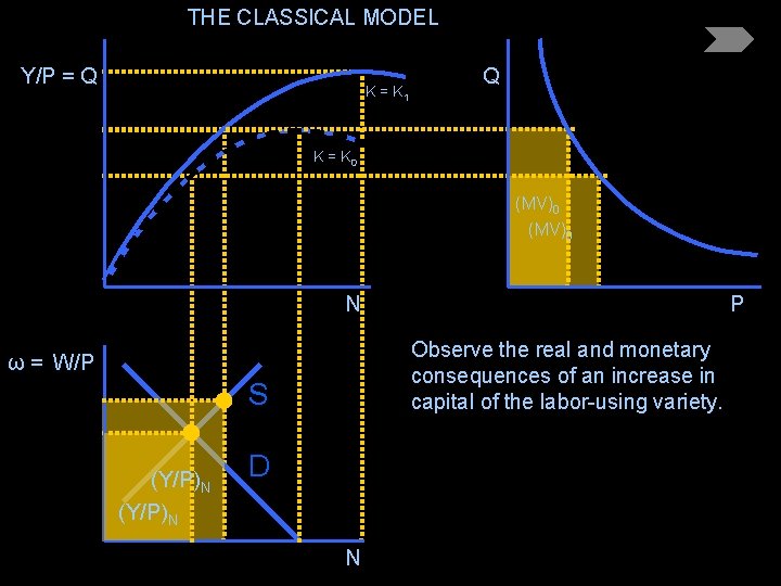 THE CLASSICAL MODEL Y/P = Q K = K 1 Q K = K
