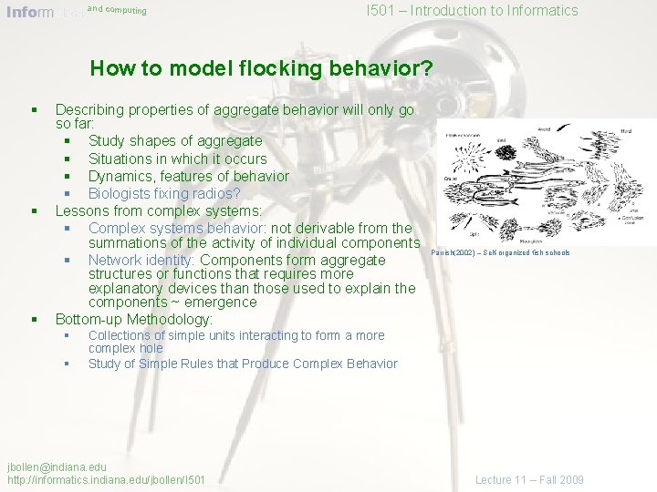 Informatics and computing I 501 – Introduction to Informatics How to model flocking behavior?